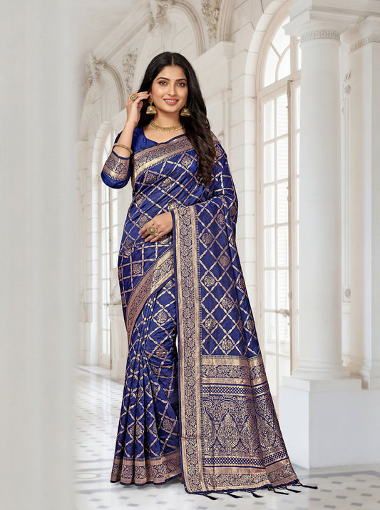 Woven Jacquard Banarasi Saree with Rich Zari Border & Designer Pallu