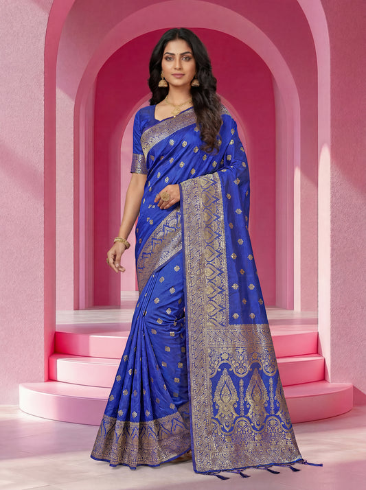 Banarasi Jacquard Woven Saree with Rich Zari Border & Designer Pallu