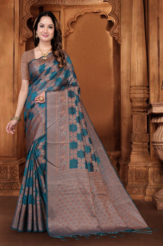 Sheer Organza Saree with Elegant Geometric Zari Design