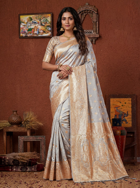Banarasi Jacquard Woven Saree with Rich Zari Border & Designer Pallu