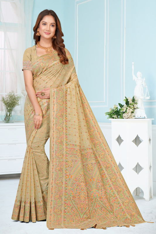 Woven Cotton Saree with Pashmina-Inspired Paisley Woven Pattern