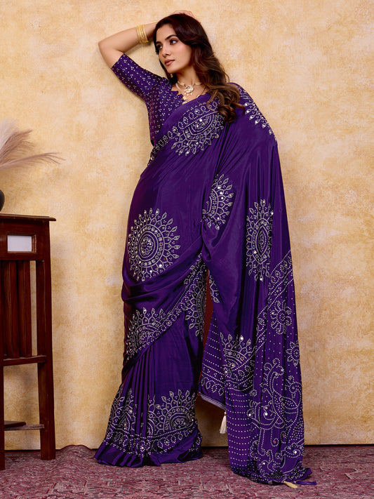 Rang Bandhej Bandhani Silk Saree