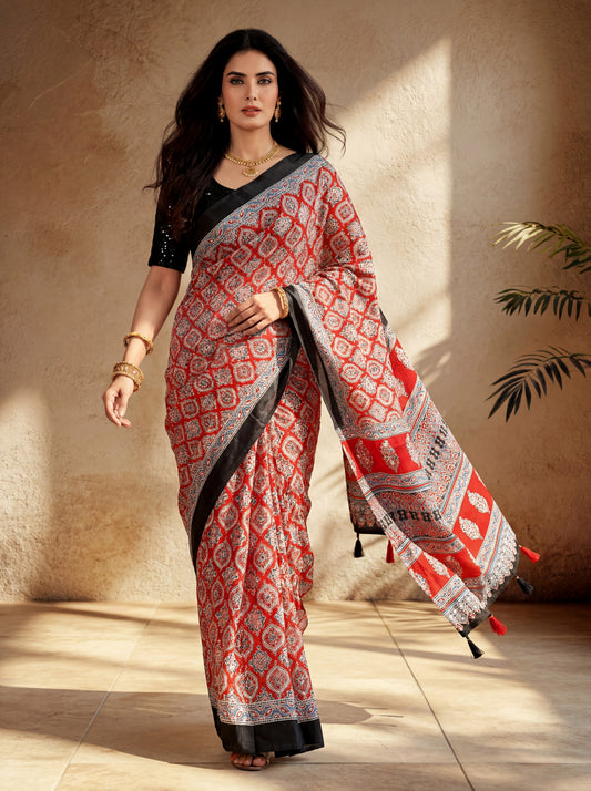 Ajrak Symphony Modal Silk Saree