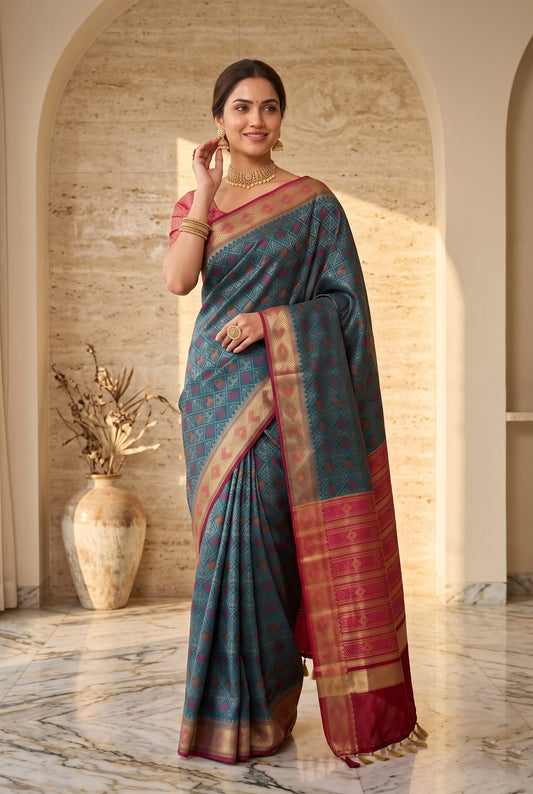 Premium Patola Silk with Contrast Pallu Saree