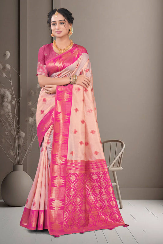 Classic Tussar Silk Woven Saree with Temple Border