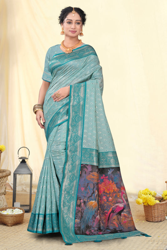 Tussar Silk Woven Saree with 3D Signature Pallu