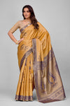 Pure Kanjivaram Silk Woven Designer Saree — Gold & Blue