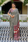 Indus Heritage Ajrak Fusion Gajji Silk Saree Black and Red