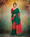 Green Modal Silk Bandhani Print Saree with Mirror Work