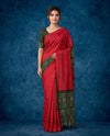 Red Modal Silk Bandhani Print Saree with Mirror Work