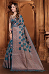 Zari Organza Saree with Geometric Design