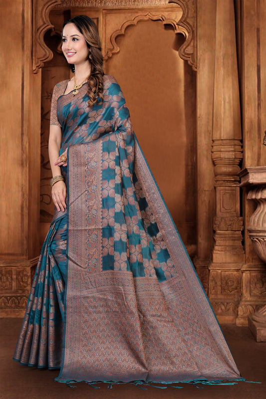 Sheer Organza Saree with Elegant Geometric Zari Design