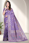 Tissue Silk Saree with Peacock Motifs, Geometric Woven Design