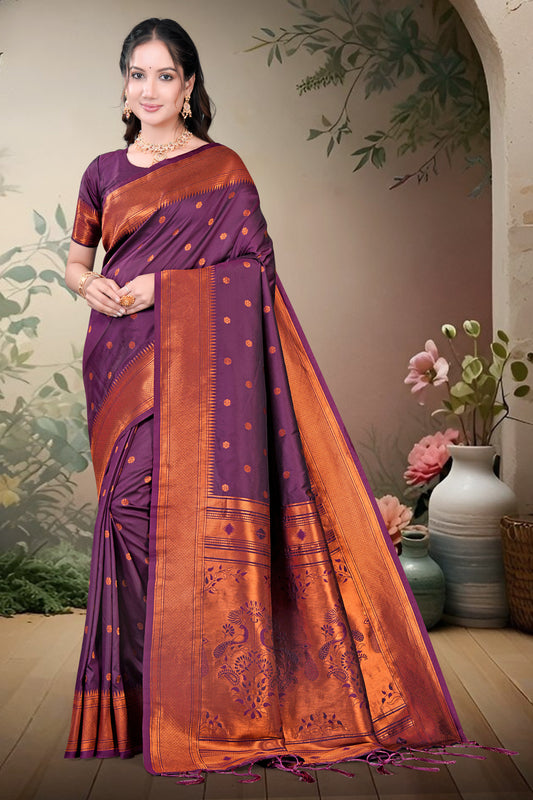 Paithani Silk Saree with Traditional Butti Design