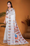 Mul Cotton Printed Saree with Artistic Bird
