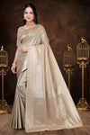South Cotton Saree with Handwoven Texture, Minimal Border