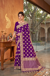 Ready to Wear Banarasi Jacquard Woven Saree with Rich Zari Border & Designer Pallu