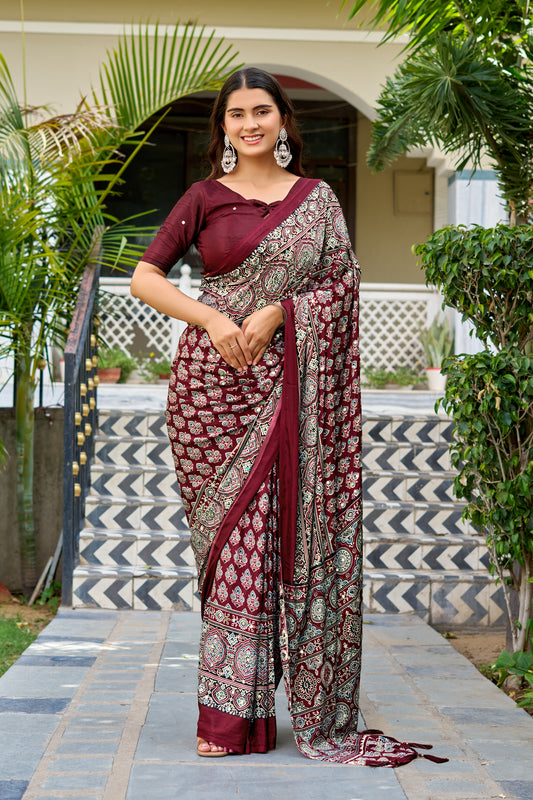 Vintage Ajrak Modal Silk Saree
