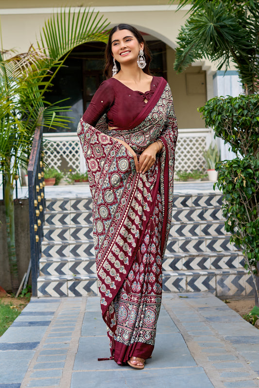 Vintage Ajrak Modal Silk Saree