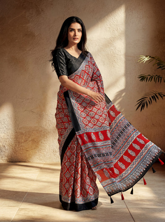 Ajrak Symphony Modal Silk Saree