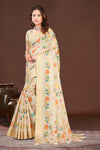 Kanjivaram Silk Saree with Botanical Print and Zari Border