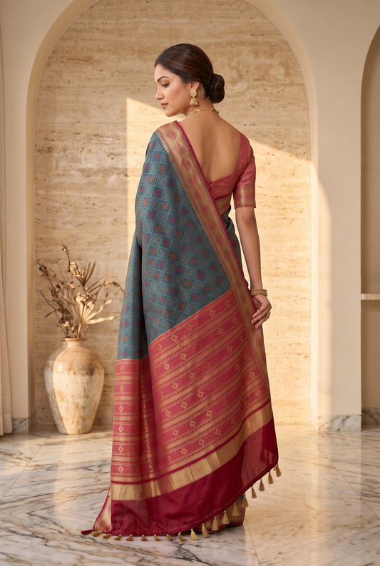 Premium Patola Silk with Contrast Pallu Saree
