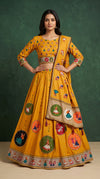 Yellow Muslin Cotton Designer Chaniya Choli With Real Mirror Work