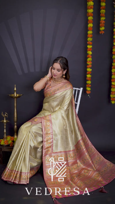 Premium Silk Patola Saree with Heavy Woven Pallu
