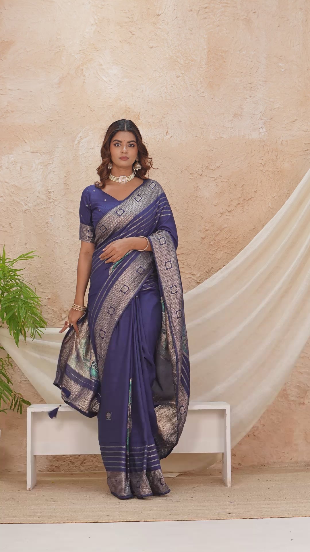 Midnight Grace Muslin Saree
