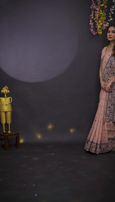 Ready to Wear Warli Tribal Woven Cotton Saree