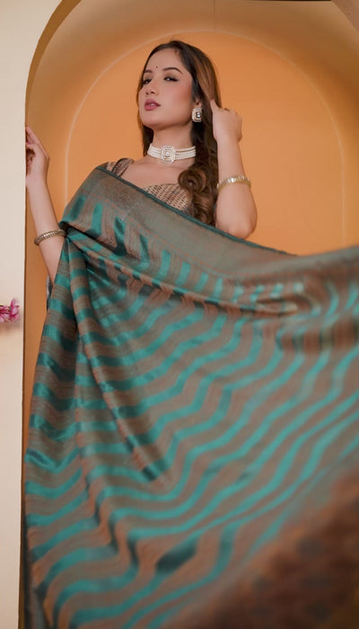 Ready-to-Wear Organza Saree with Geometric Zari Weave