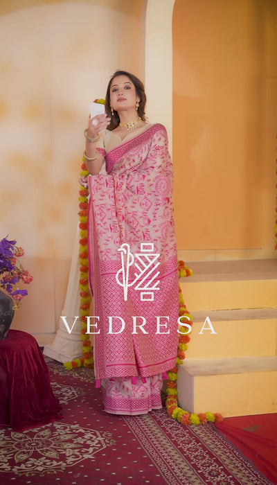 Warli Tribal Mul Cotton Woven Saree with Heritage Motif