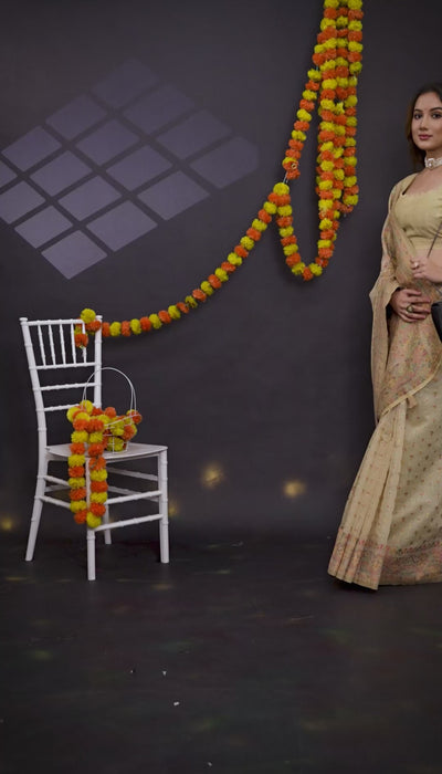 Mul Cotton Woven Saree with Pashmina-Inspired Paisley Pattern