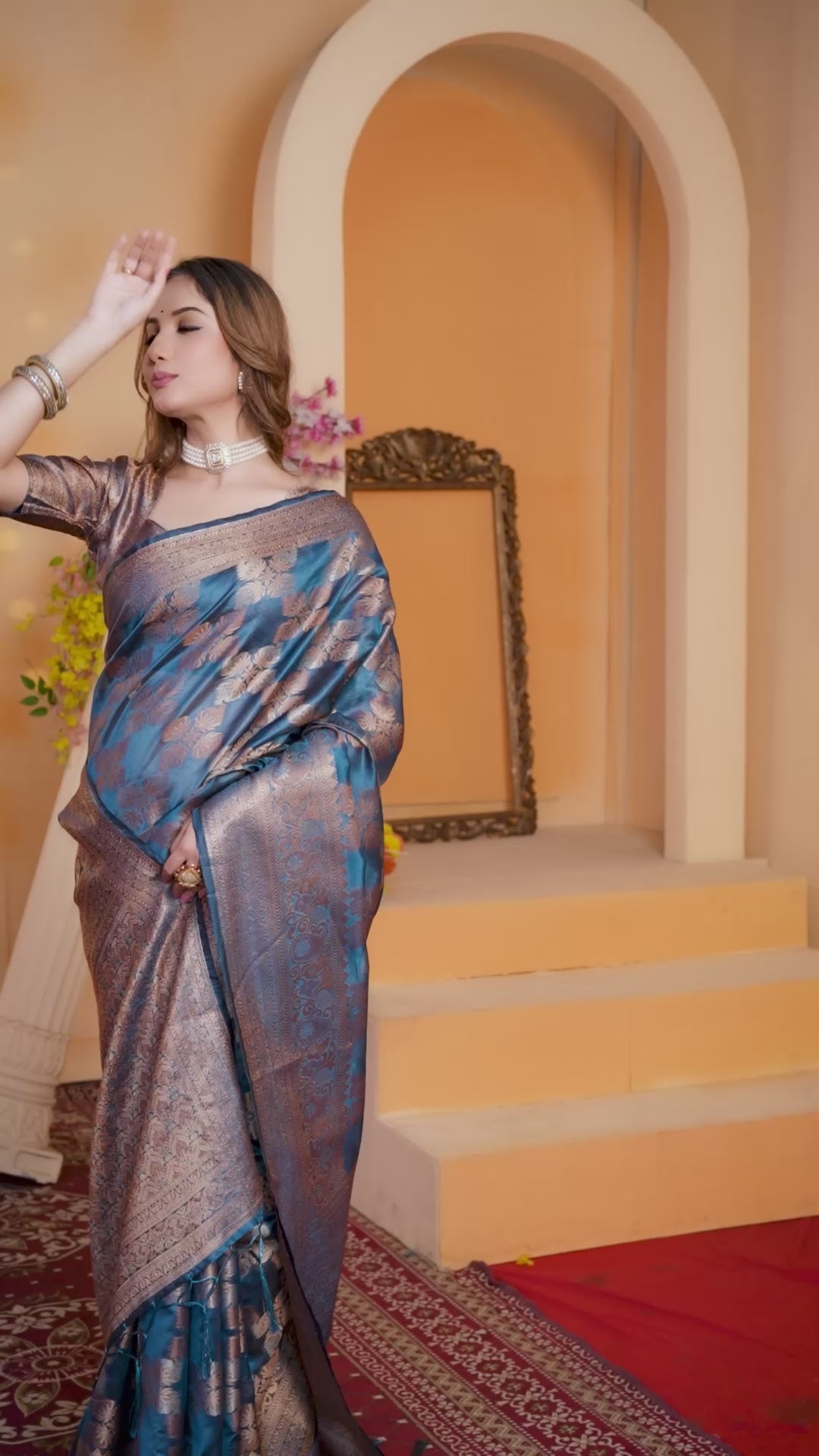 Sheer Organza Saree with Elegant Geometric Zari Design