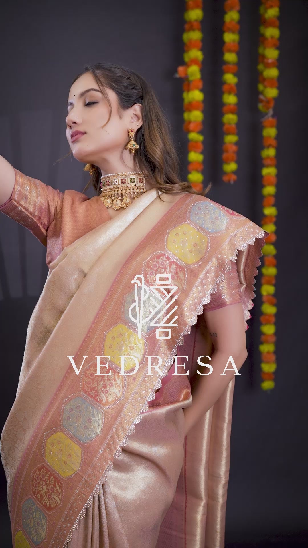 Tissue Silk Saree with Diamond Work Rich Zari Border & Pallu